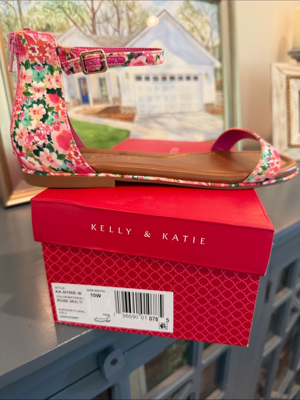Kelly & Katie Pink Floral Ankle-Strap Sandals